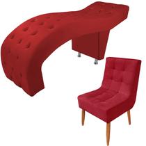 Maca Para Estética Luxo com Cadeira Poltrona Veludo Vermelho Maca Para Estética Luxo com Cadeira Poltrona Veludo Vermelho
