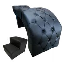 Maca para Estética Luxo Preto Tecido Sintético Capitone Estofados com Escadinha Boutique BK