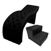 Maca para Estética Luxo Preto Veludo Capitone Estofados com Escadinha Boutique BK