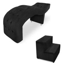 Maca para Estética Luxo Preto Veludo Capitone Estofados com Escadinha Cintatex Maca para Estética Luxo Preto Veludo Capitone Estofados com Escadinha Cintatex