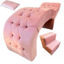 Maca para Estética Luxo Rose Veludo Capitone Estofados com Escadinha e Almofada Cintatex