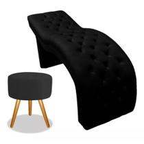 Maca para Estética Luxo Veludo Preto Capitone Estofados com Puff Cintatex Maca para Estética Luxo Veludo Preto Capitone Estofados com Puff Cintatex