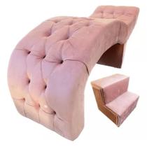 Maca para Estética Luxo Veludo Rosa Capitone Estofados com Escadinha Cintatex