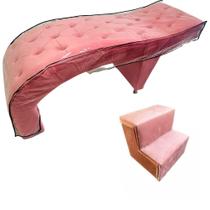 Maca para Estética Luxo Veludo Rosa com Capitone e Capa de Proteção e Escadinha Cintatex