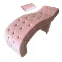 Maca para Estética Luxo Veludo Rose com Capitone e Almofada Inclusa Estofados Boutique BK