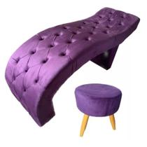Maca para Estética Luxo Veludo Roxo Capitone Estofados com Puff Boutique BK