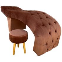 Maca para Estética Luxo Veludo Terra Cota Capitone Estofados com Puff Boutique BK