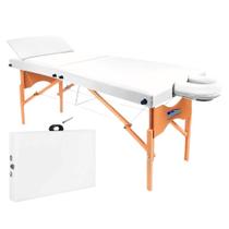 Maca Portátil Reclinável Pro03 300Kg Madeira Cabo de Aço Dobrável Apoio cabeça Ajuste Maleta Massagem Estética Depilação Mesa Luxo Cílios Terapêutica