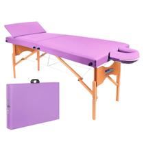 Maca Portátil Reclinável Pro03 300Kg Madeira Cabo de Aço Dobrável Apoio cabeça Ajuste Maleta Massagem Estética Depilação Mesa Luxo Cílios Terapêutica