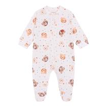 Macacão Abertura Zíper Suedine - Urso Rostinhos - Mini & Co. Tamanho:RN