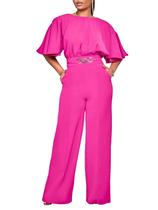 Macacão Acelyn Elegant Plus Size Wide Leg, adequado para mulheres