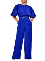 Macacão Acelyn Elegant Plus Size Wide Leg Suit 3GG azul