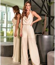 Macacão Ada Brilho Lurex - Feminino de Amarrar Pescoço