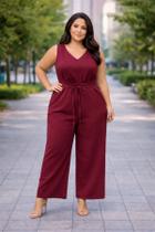 Macacão Alfaiataria Longo Feminino Elegante Pantalona Muzza - PINK - G2
