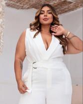 Macacão Alfaiataria Moda Plus Size Blogueira Plus 46 48 50
