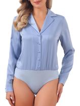 Macacão Allegra K Satin Business para mulheres de manga comprida azul S Macacão Allegra K Satin Business para mulheres de manga comprida azul S