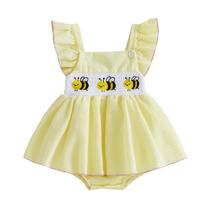 Macacão Amnnchya Baby Girl Cute Bee Summer Yellow 12-18M Macacão Amnnchya Baby Girl Cute Bee Summer Yellow 12-18M