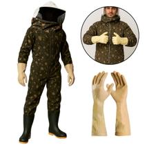 Macacão Apicultor Camuflado Roupa Proteção Antiferroada Com Luva Latex