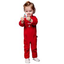 Macacão astronauta soft quente canelado vermelho baby