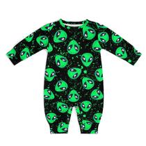 Macacão AuHomea Green Alien Head Newborn Baby 6-9M de algodão
