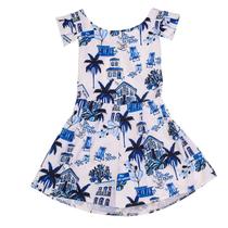 Macacão Azul e Branco estampa Rio de Janeiro com Coqueiros