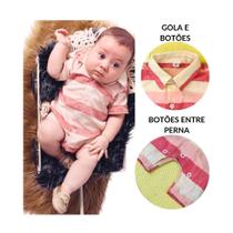 Macacao banho de sol baby listrado - rose