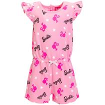 Macacão Barbie Toddler Girls French Terry Pink 2T sem mangas