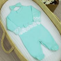 Macacão Básico Bebê Malha Suedine Renda Delicado Grandes Momentos