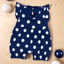 Macacão Bebê Azul Marinho Babado Poá - Conforto Para Meninas