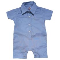 Macacao bebe banho de sol social curto tricoline xadrez com elastano - azul