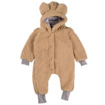 Macacão bebe bichinho ursinho inverno pelúcia pijama marrom claro - Hype Kids
