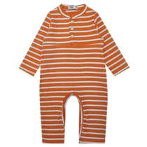 Macacão Bebê Canelado Listrado Coral