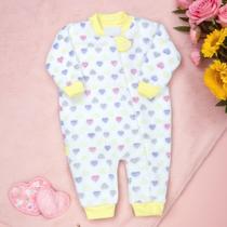 Macacão Bebê Creme Corações Ternura em Fleece com Zíper