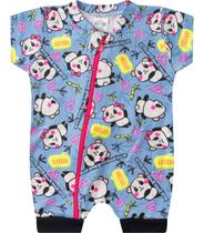 Macacão Bebe Curto Com Zíper Suedine Kappes Azul Macacão Bebe Curto Com Zíper Suedine Kappes Azul