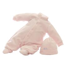 Macacão Bebê E Touca Soft Rosa Liso 6275 Beth Bebê