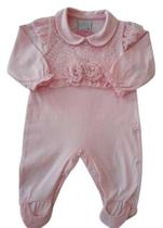 Macacão Bebê Feminino Longo com Pezinho Renda Miniclô