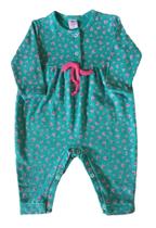 Macacão Bebê Feminino Longo sem Pezinho Florzinha Piu Plu