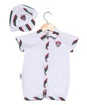 Macacão Bebê Fluminense Curto com Boné Oficial