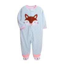 Macacão Bebê Footed Quentinho - Micro Polar de Raposa - Tamanho RN-12M