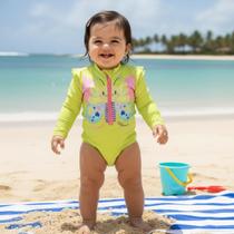 Macacão Bebê Infantil Borboleta Maiô Menina Manga Longa Proteção Uv50 Macacão Bebê Infantil Borboleta Maiô Menina Manga Longa Proteção Uv50