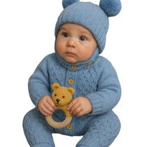 Macacão Bebê Infantil Crochê Manga Raglan Malha Cabo Reborn