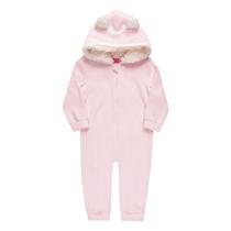 Macacão Bebê Infantil Feminino Soft com Capuz Inverno Menina