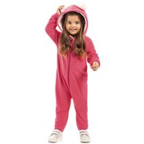 Macacão Bebê Infantil Feminino Soft com Capuz Inverno Menina