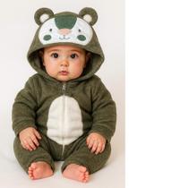 Macacão bebê infantil quentinho inverno com pezinho