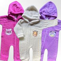 Macacão bebe inverno rn soft fleece quentinho com capuz