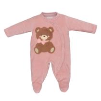 Macacão Bebê Longo Plush Rosa Urso Laço Pelúcia Bordado Upi Uli Tamanho:RN (0-1 mês) Macacão Bebê Longo Plush Rosa Urso Laço Pelúcia Bordado Upi Uli Tamanho:RN (0-1 mês)