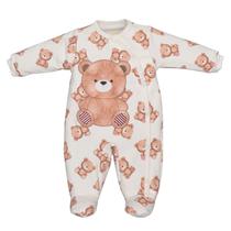 Macacão Bebê Longo Suedine Ursinho Neutro Unissex Pró-Baby Macacão Bebê Longo Suedine Ursinho Neutro Unissex Pró-Baby
