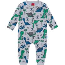 Macacao Bebê Malha Dinossauro Botões Manga Longa Infantil Masculino Kyly 207076 Macacao Bebê Malha Dinossauro Botões Manga Longa Infantil Masculino Kyly 207076