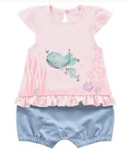 Macacão Bebê Malha Feminino com laço Kiko e Kika REF: 9083