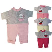 Macacão Bebê Manga Curta Bordado De Animais Menino Menina Macacão Bebê Manga Curta Bordado De Animais Menino Menina